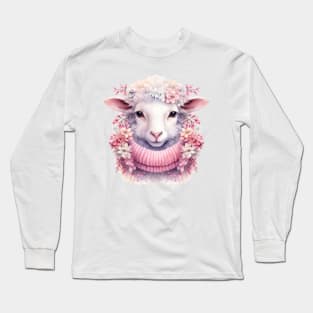 Pink Christmas Sheep Long Sleeve T-Shirt